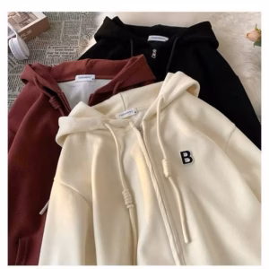 001 Áo Khoác Hoodie Nỉ Form Rộng In Chữ B