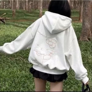 003 Áo Khoác Nỉ Mũ 2 Lớp Thêu Mèo Kitty