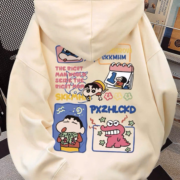 007 Áo Khoác Nỉ Form Rộng In Hình Shin Trước Sau - Ảnh 6