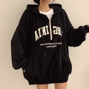 Áo Hoodie Nỉ Nam Nữ Có Nón Cổ Thiết Kế Khóa Kéo In Chữ Ainigriv - Htm Fashion