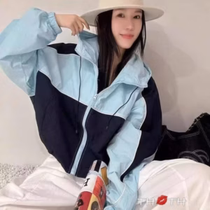 Áo Khoác Dù Gió Lót Lưới Có Nón Croptop Nữ Phối 2 Màu Áo - Htm Fashion