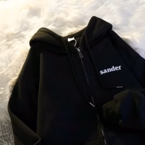 011 Áo Khoác Nỉ Unisex Nam Nữ Form Rộng In Chữ Sander