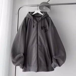 015 Áo Khoác Nỉ Mũ 2 Lớp In Chữ Em Bé