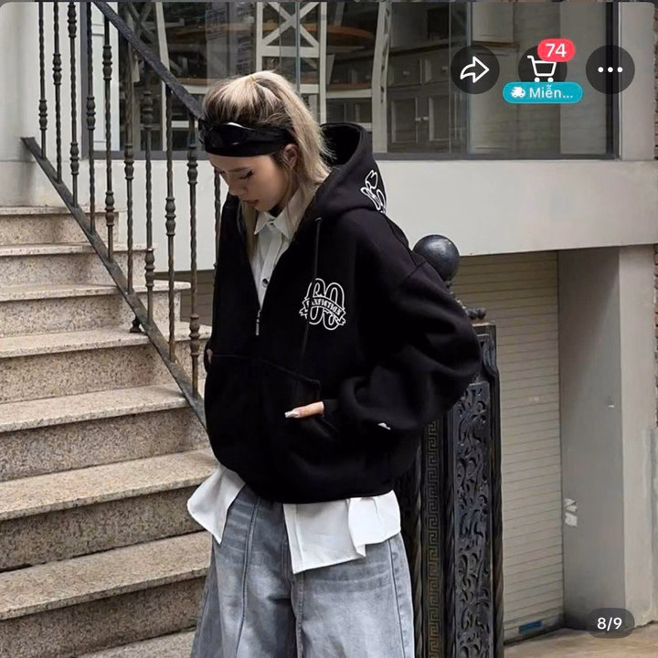 Áo Khoác Hoodie Nam Nữ Form To In Số 69 Chất Nỉ Bông Có Dây Kéo Phao - Htm Fashion - Ảnh 3