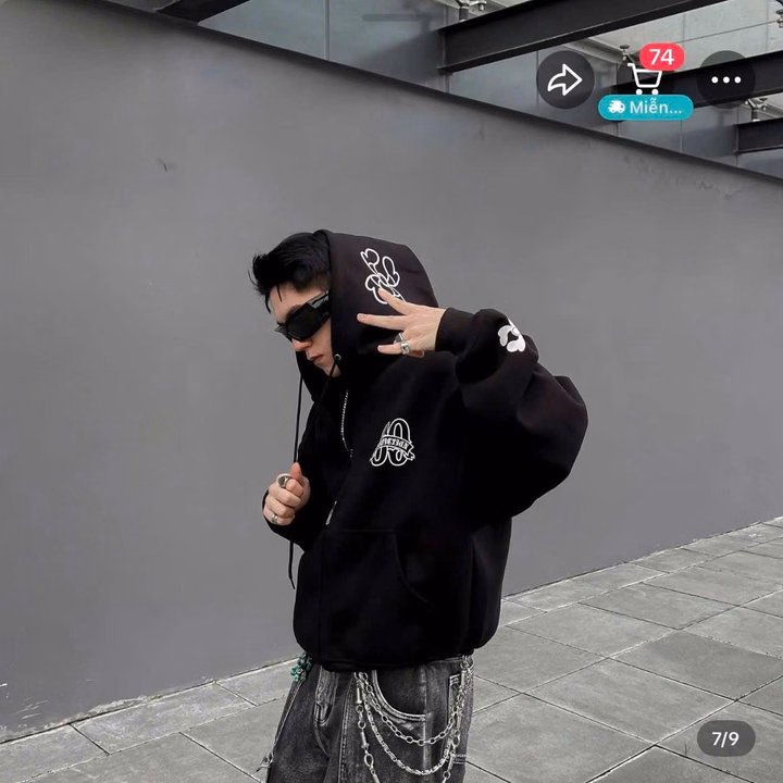 Áo Khoác Hoodie Nam Nữ Form To In Số 69 Chất Nỉ Bông Có Dây Kéo Phao - Htm Fashion - Ảnh 2