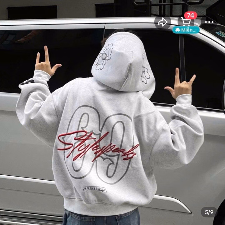 Áo Khoác Hoodie Nam Nữ Form To In Số 69 Chất Nỉ Bông Có Dây Kéo Phao - Htm Fashion - Ảnh 4