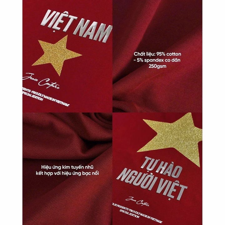 (Giao Ngay)Áo Thun Cờ Đỏ Sao Vàng Tự Hào Người Việt Yêu Nước Nồng Nàn, Form Suông Cotton Tuto5 Classic Atvn02 - Ảnh 5