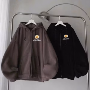 Tổng Hợp Áo Khoác Nỉ Hoodie Mùa Đông-In Hình Hoa Cúc Ở Ngực