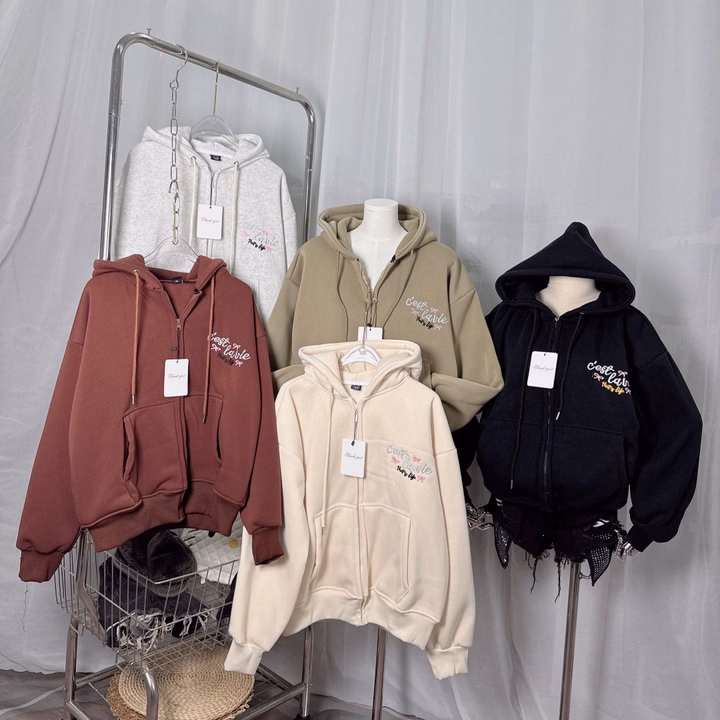 Áo Khoác Nỉ Xk Form To Dày Dặn Thêu Cestlavie Chất Nỉ Dày Mịn Nón To - Htm Fashion - Ảnh 3