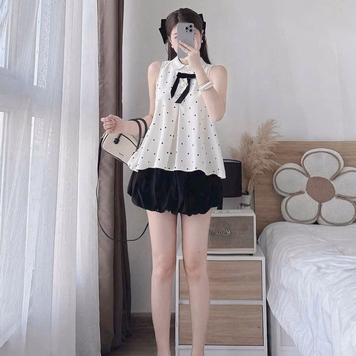 Set Áo Mango Xòe Phối Chân Váy Bí 2 Lớp Có Lót Quần Tb112Re - Ảnh 3