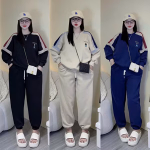Set Bộ Đồ Nỉ Dáng Dài Nữ Họa Tiết Gấu Steye Không Nón Mùa Thu Đông - Htm Fashion