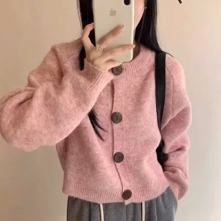 Áo Len Cardigan Dài Tay Phối Cúc Gỗ Dành Cho Bạn Nữ-Chipxinxk - Ảnh 4