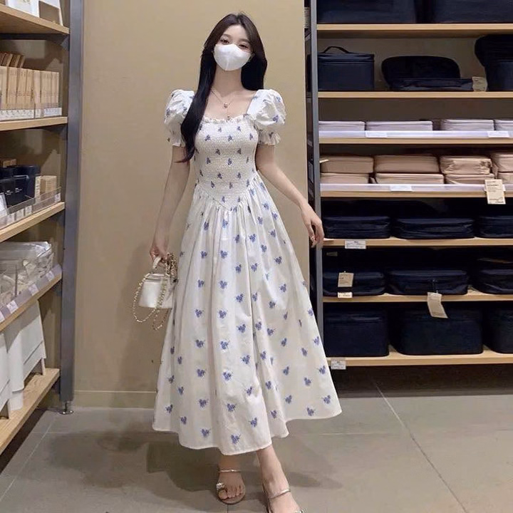 Đầm Maxi Hoa Nhún Tay Búp Bt75Da