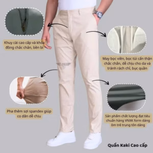 [Tặng 01 Đôi Tất] Quần Kaki, Dáng Hàn Quốc, Vải Cotton Kaki Lạnh Cao Cấp - Men'S Style