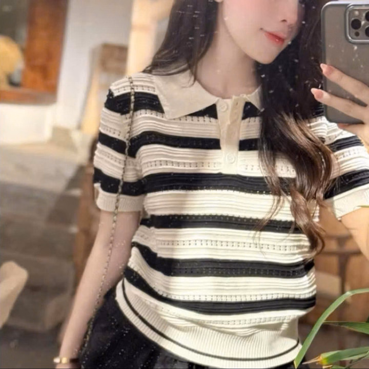 Áo Len Mongtoghi Cổ Bẻ Chất Len Lỗ Thoáng Mát Mẫu Mới Thời Trang-Chiipxinhxk - Ảnh 2