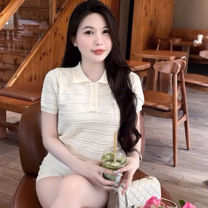 Áo Len Mongtoghi Cổ Bẻ Chất Len Lỗ Thoáng Mát Mẫu Mới Thời Trang-Chiipxinhxk - Ảnh 3