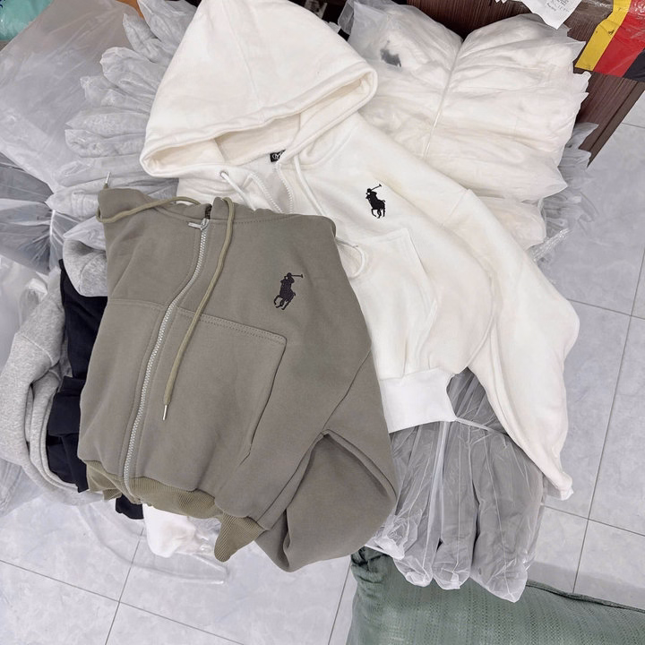 Áo Khoác Nỉ Lửng Nữ Croptop Thêu Chú Ngựa Có Nón Chống Nắng - Htm Fasion - Ảnh 3