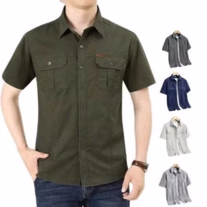 Sơ Mi Nam Ngắn Tay Kaki 2 Túi Form Thỏa Mái, Chất Vải Kaki Dày Dặn, Form Slimfit Thoáng Mát - Gdn