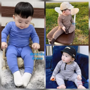 Bộ Quần Áo Thun Lạnh Tay Dài - Quần Dài Combo 1: Ca Cao, Môn, Xám