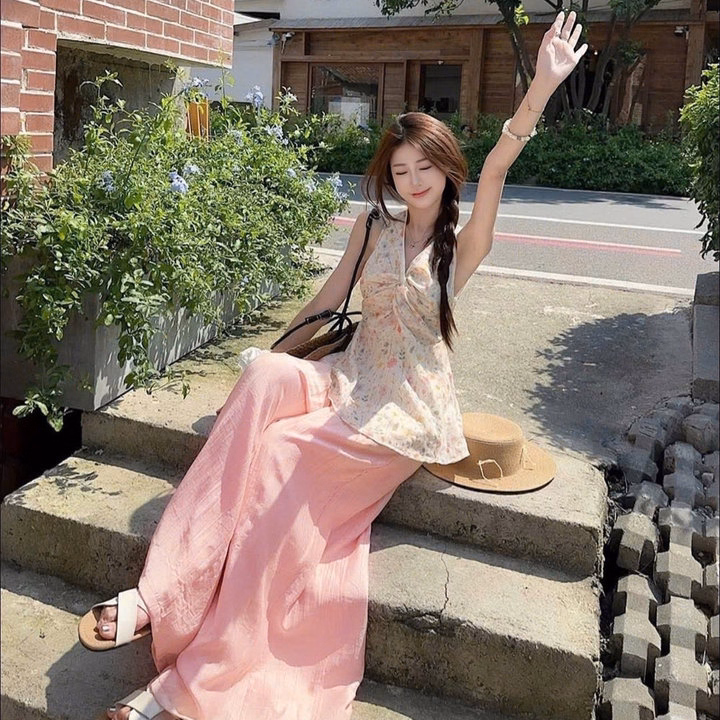 Set Bộ Quần Đũi Ống Rộng Phối Áo Thêu Hoa Nổi Mocking Tb118Ys - Ảnh 3