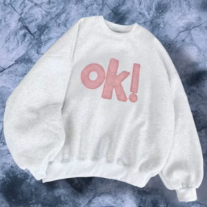 Áo Nỉ Cổ Tròn Sweater Nỉ Dày Thêu Chữ Okk Form Boxy Tay Phồng Unisex Nam Nữ M79