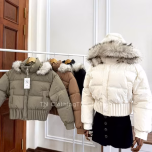 Áo Phao Mũ Lông Chun Eo To