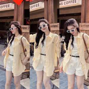 Set 4 Món Áo Thun Tăm Lạnh Quần Kaki Lưng Thun Kèm Áo Khoác Kate Sọc Kèm Nịt Bt120Qp