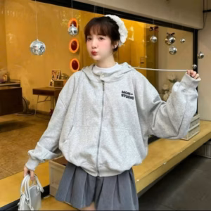 036 Áo Hoodie Nỉ Unisex Khóa Kéo Mon Studio Form Rộng