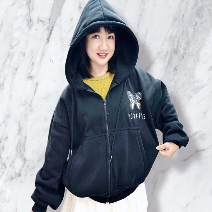 Áo Khoác Nỉ Dày Dặn Form Boxy In Hình Bướm Có Túi Trong, Tay Xỏ Ngón M33 - Golden Dream - Ảnh 5