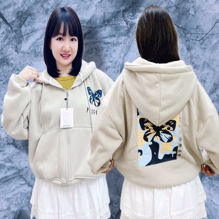 Áo Khoác Nỉ Form Boxy Tay Phồng In Hình Bướm, Áo Có Túi Trong Và Tay Xỏ Ngón Unisex Nam Nữ M33 - Ảnh 2