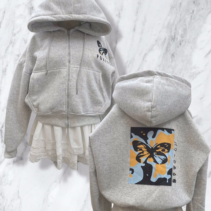 Áo Khoác Nỉ Form Boxy Tay Phồng In Hình Bướm, Áo Có Túi Trong Và Tay Xỏ Ngón Unisex Nam Nữ M33 - Ảnh 6