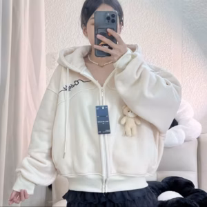 [Hình Thật] Áo Khoác Nỉ Chống Nắng Form Boxy Thêu Logo 2108 Tặng Kèm Gấu , Có Túi Trong Chất Dày Dặn