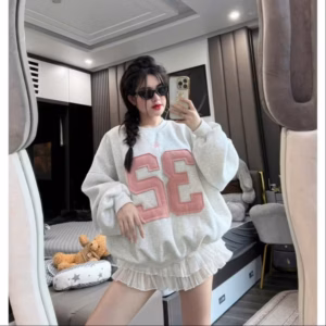 Áo Sweater Thêu Số 32 Cổ Tròn Nam Nữ Unisex Chất Nỉ Bông Form Rộng Tay Bồng Ulzzang Áo Nỉ Hoodie Không Mũ Women Top