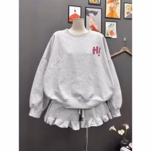Áo Sweater Mùa Đông Cổ Tròn Nỉ Dài Tay Ấm Áp Với Hình Nơ Kẻ Caro Tím In Ngực, Phong Cách Cho Mùa Lạnh