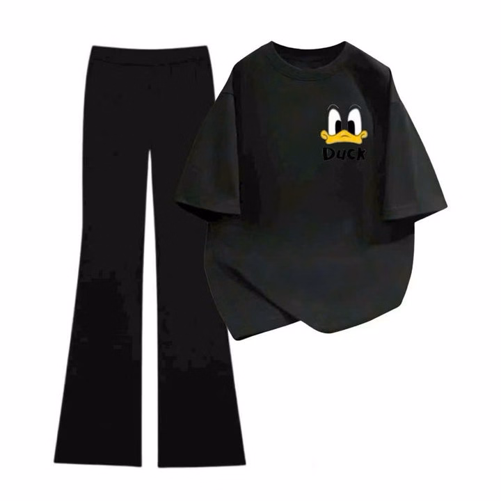 "Bộ Quần Ống Suông Dài Mix Áo Phông Rộng Hình Vịt - Phong Cách Thời Trang Trẻ Trung Vịt - Ảnh 5