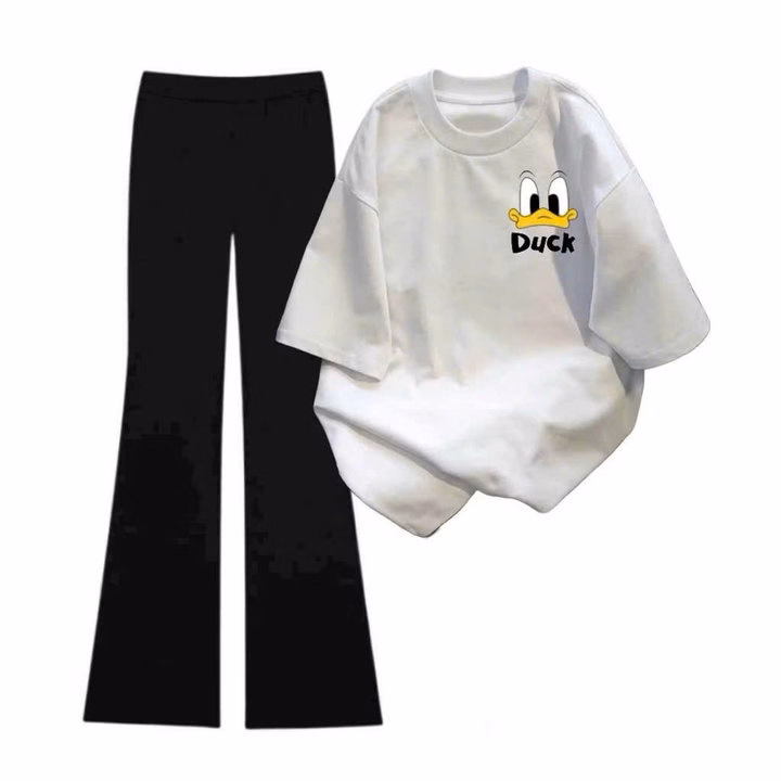 "Bộ Quần Ống Suông Dài Mix Áo Phông Rộng Hình Vịt - Phong Cách Thời Trang Trẻ Trung Vịt - Ảnh 10