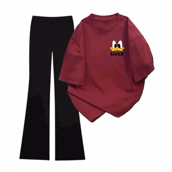 "Bộ Quần Ống Suông Dài Mix Áo Phông Rộng Hình Vịt - Phong Cách Thời Trang Trẻ Trung Vịt - Ảnh 11