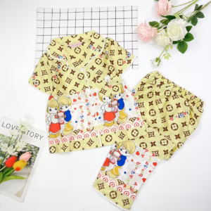 Đồ Bộ Trẻ Em Pijama Lụa Satin Thiết Kế Tay Ngắn Quần Dài Size 8 (18-20Kg) - Thaovy Kids