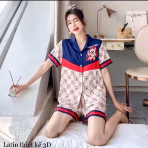 Đồ Mặc Nhà Pijama Lụa Latin Thiết Kế Quần Đùi Freesize - Sam