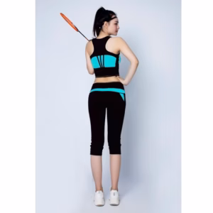 Bộ Tập Thể Thao Nữ Quần Lửng Phối Lưới Áo Croptop Dl503 Màu Xanh Bích - Ansa Sport