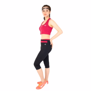 Bộ Tập Thể Thao Nữ Quần Lửng Áo Croptop Khóa Kéo Dl1403 Màu Đỏ - Ansa Sport