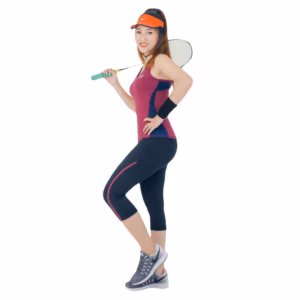 Bộ Tập Thể Thao Nữ Quần Lửng Áo 3 Lỗ Phối Viền Màu Dl1502 Màu Đỏ Đô - Ansa Sport