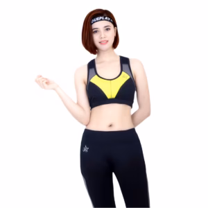 Bộ Tập Thể Thao Nữ Quần Dài Lưới Áo Bra Phối Màu Dd202 Màu Vàng - Ansa Sport