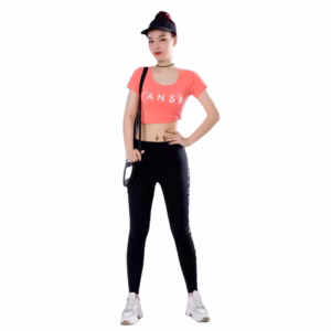 Bộ Tập Thể Thao Nữ Quần Dài Áo Croptop Có Tay Dd303 Màu Cam - Ansa Sport
