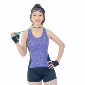 Bộ Đồ Tập Thể Thao Nữ Quần Đùi Áo 3 Lỗ Phối Màu Dọc Bên Hông Dn602 Màu Tím - Ansa Sport