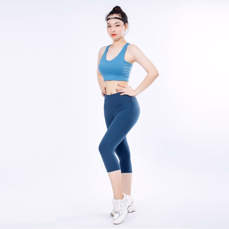 Quần Tập Legging Lửng Thể Thao Nữ Trơn An Sa Chỉ Nổi Nâng Mông - Ansa Sport - Ảnh 2