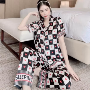 Đồ Mặc Nhà Pijama Lụa Latin Thiết Kế Tay Ngắn Quần Dài Freesize - Sam