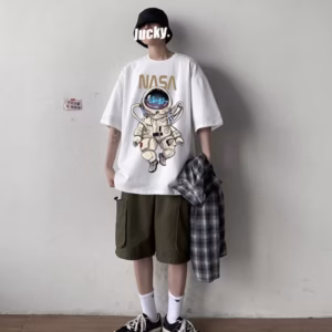 Áo Thun Cotton Unisex Siêu Hot Tay Lỡ Dáng Rộng Chiến Binh Nasa - Lt Fashion