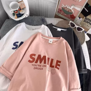 Áo Thun Cotton Unisex Siêu Hot Tay Lỡ Dáng Rộng Smile - Lt Fashion