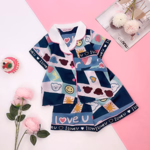 Đồ Bộ Trẻ Em Pijama Lụa Satin Thiết Kế Quần Đùi Size 6 (14-16Kg) - Thaovy Kids